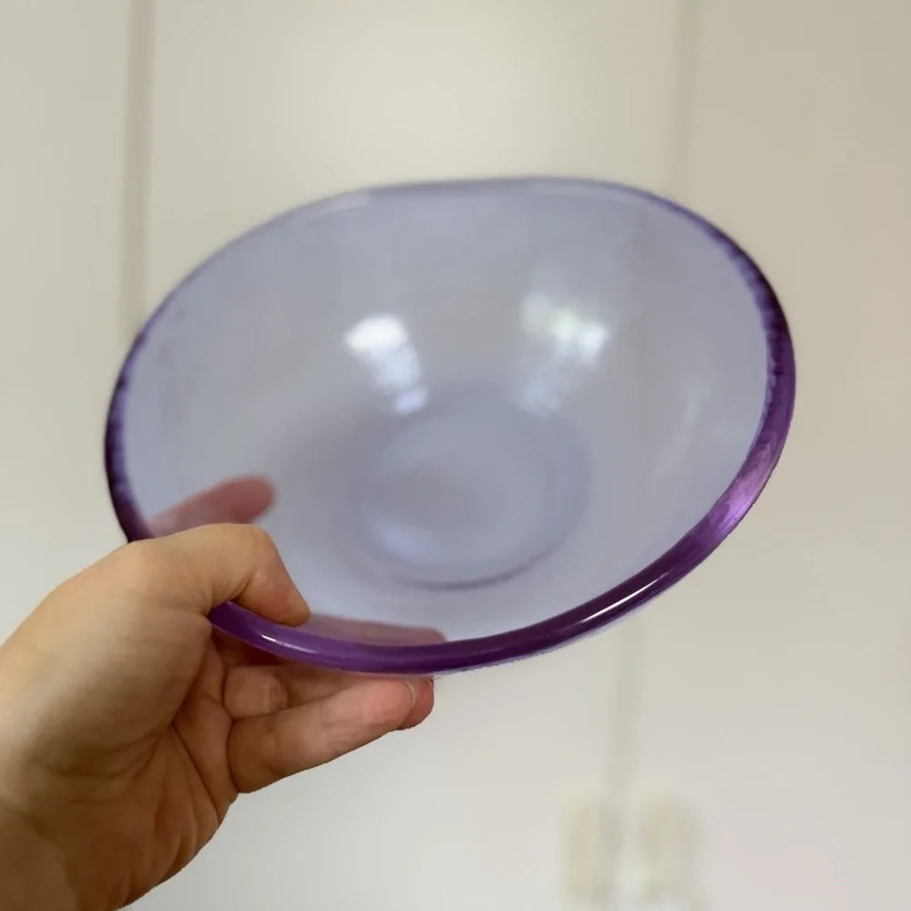 Fire and Light Recycled Glass LAVENDER Purple Bowl 8in AS IS